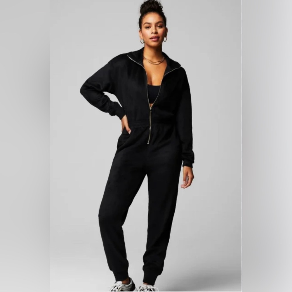 Fabletics Black Zip-Front Jumpsuit